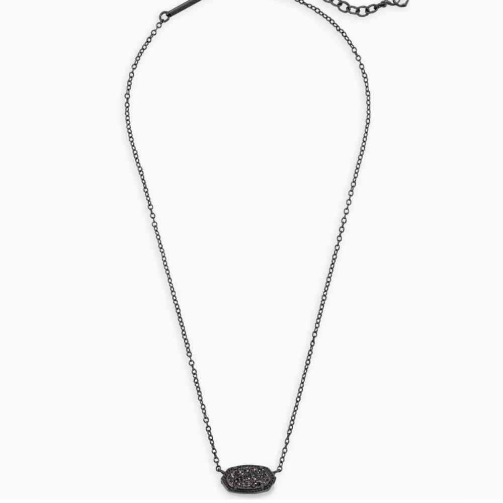Elisa Pendant Necklace In Black Drusy
